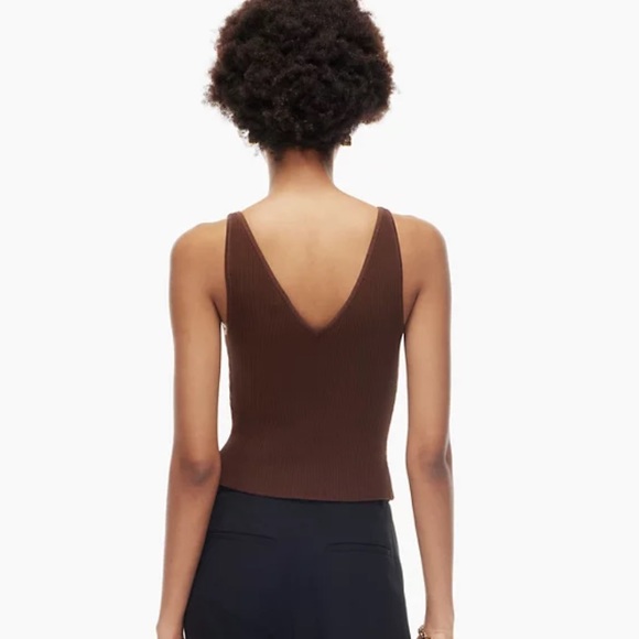 NWOT Babaton Sculpt Knit double v tank in rich mocha brown - Picture 3 of 7